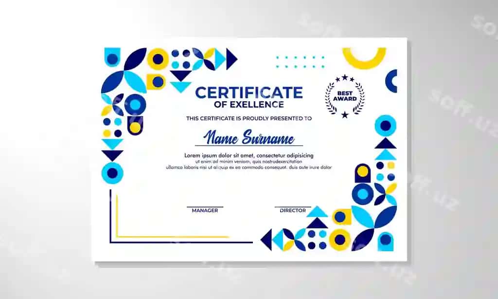 Zamonaviy flat sertifikat dizayn shabloni | Modern flat certificate design template