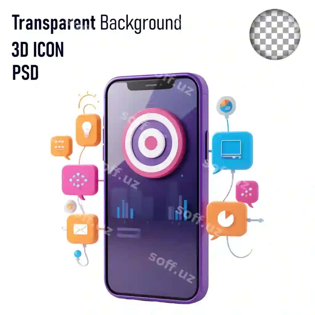 3D mobil ilova marketing belgisi | 3d mobile app marketing icon