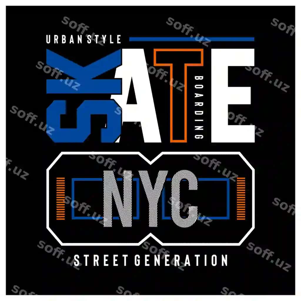Shahar uslubi skateboarding tipografiyasi vektor futbolka dizayni | Urban style skateboarding typography vector tshirt design