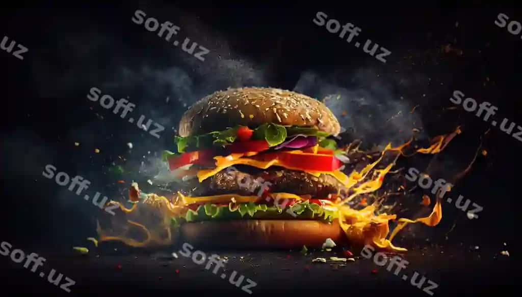 Mazali yangi burger generativ sun'iy intellekt | Delicious fresh burger generative ai