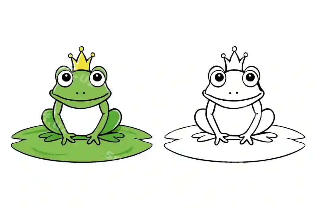 Boshlarida toj kiygan ikkita qurbaqa | Two frogs with crown their head