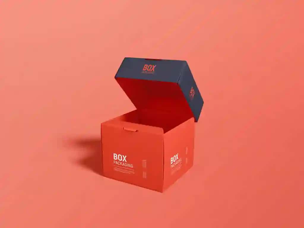 Qog'oz mahsulot yetkazib berish qutisi brendi maketi | Paper product delivery box branding mockup