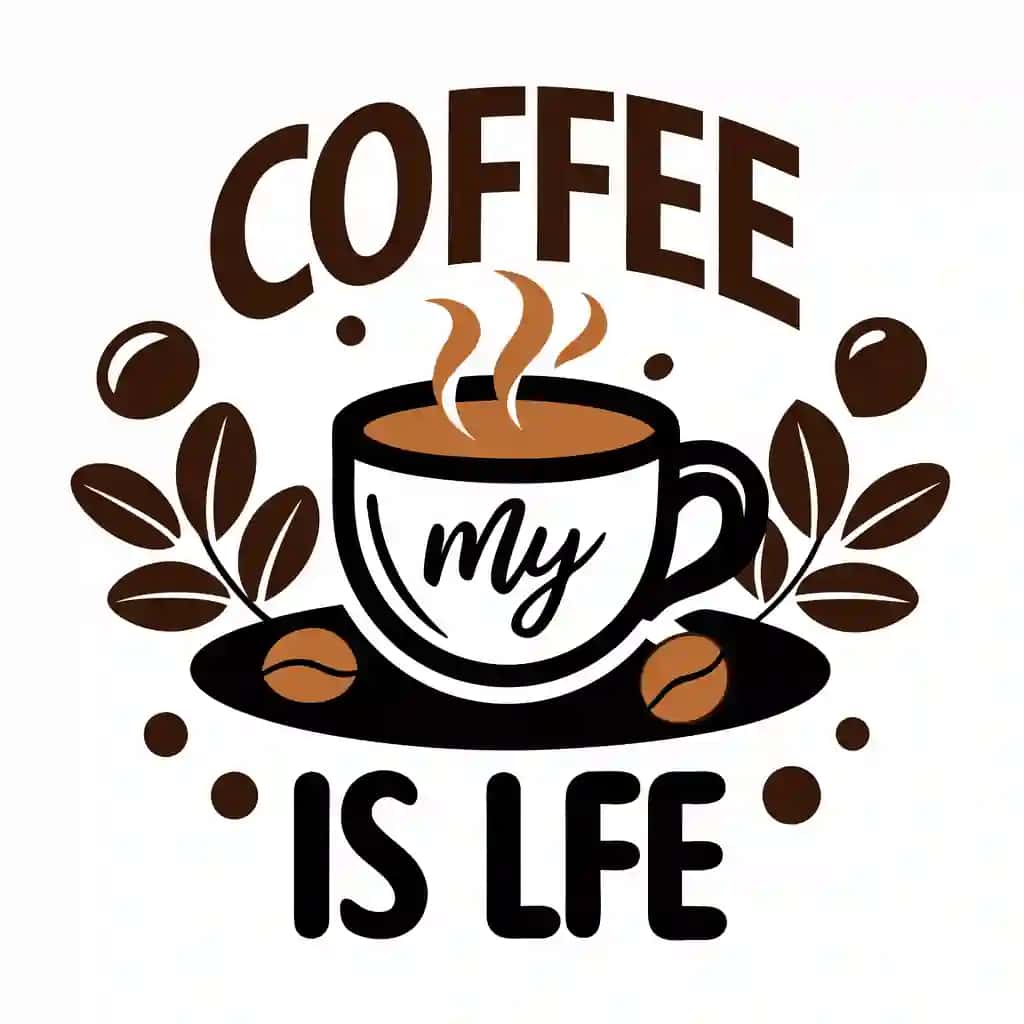 Qahva - bu mening hayotim tipografiyasidagi futbolka dizayni | Coffee is my life typography tshirt design