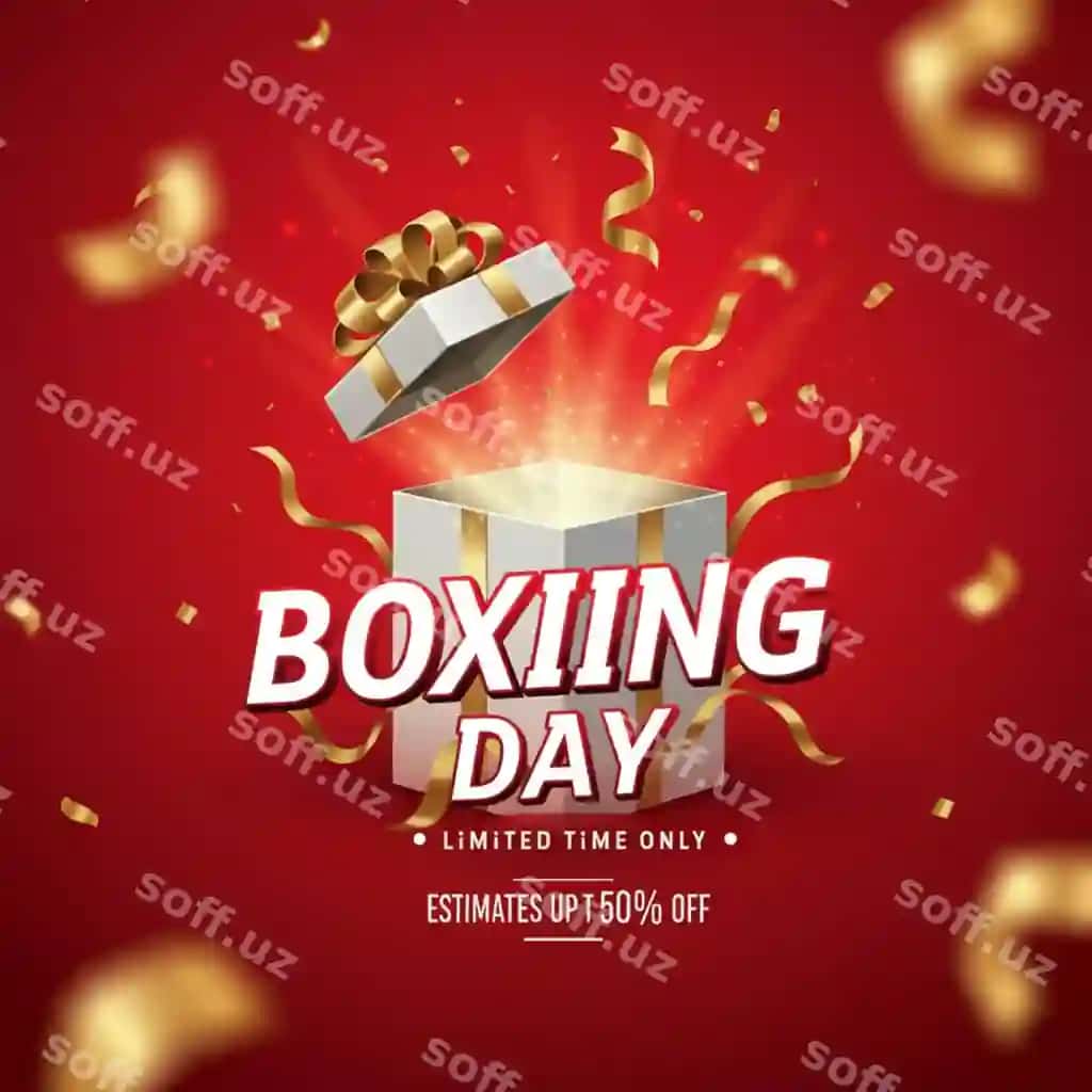 Oltin folga bilan bezatilgan boks kuni plakati, oltin folga bilan bezatilgan | Poster boxing day with gold foil gold foil it