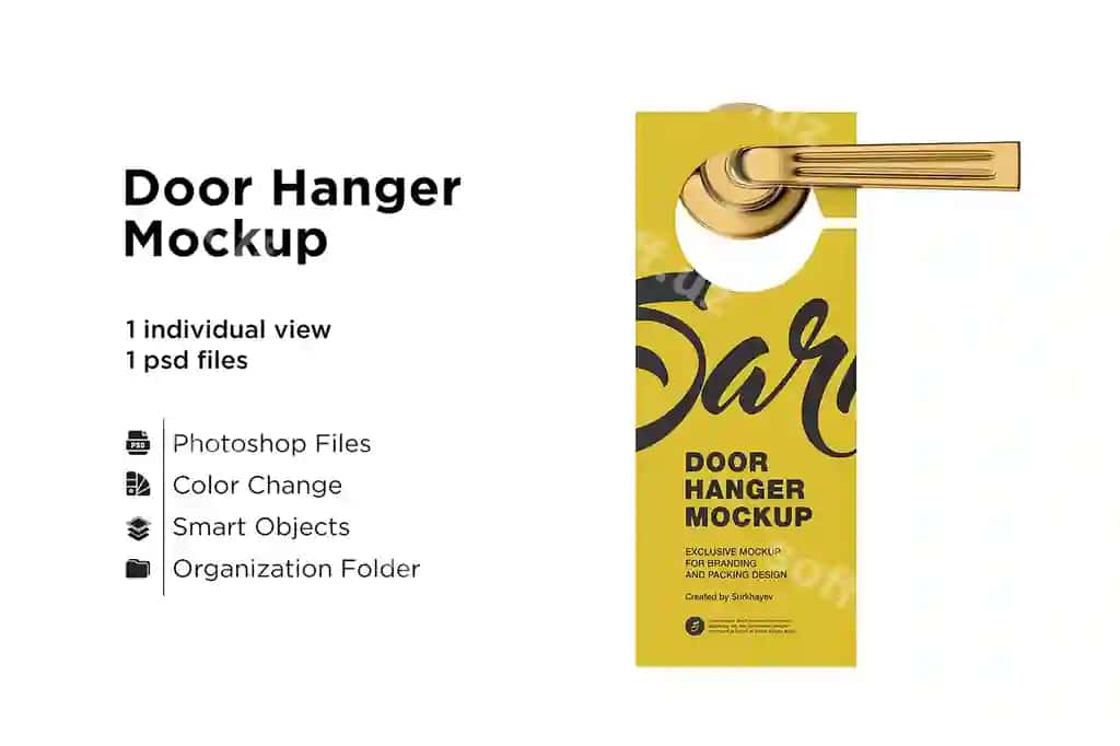 Eski askar namunasi ajraltirilgan | Door hanger mockup isolated