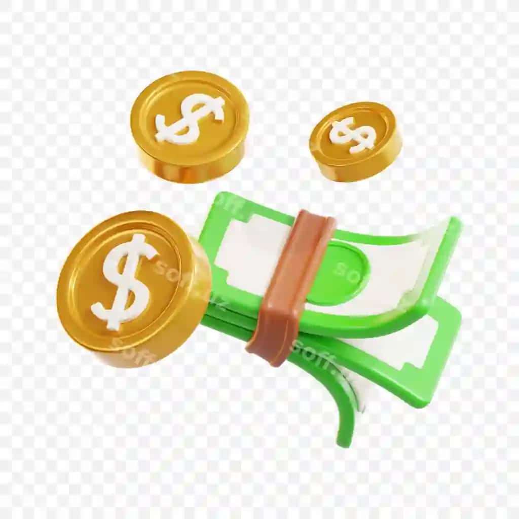 3d dollor bill kupurlar ikonasi moliyaviy boshqaruv tejimonlar onlayn | 3d dollar bills coins icon finance money management savings online