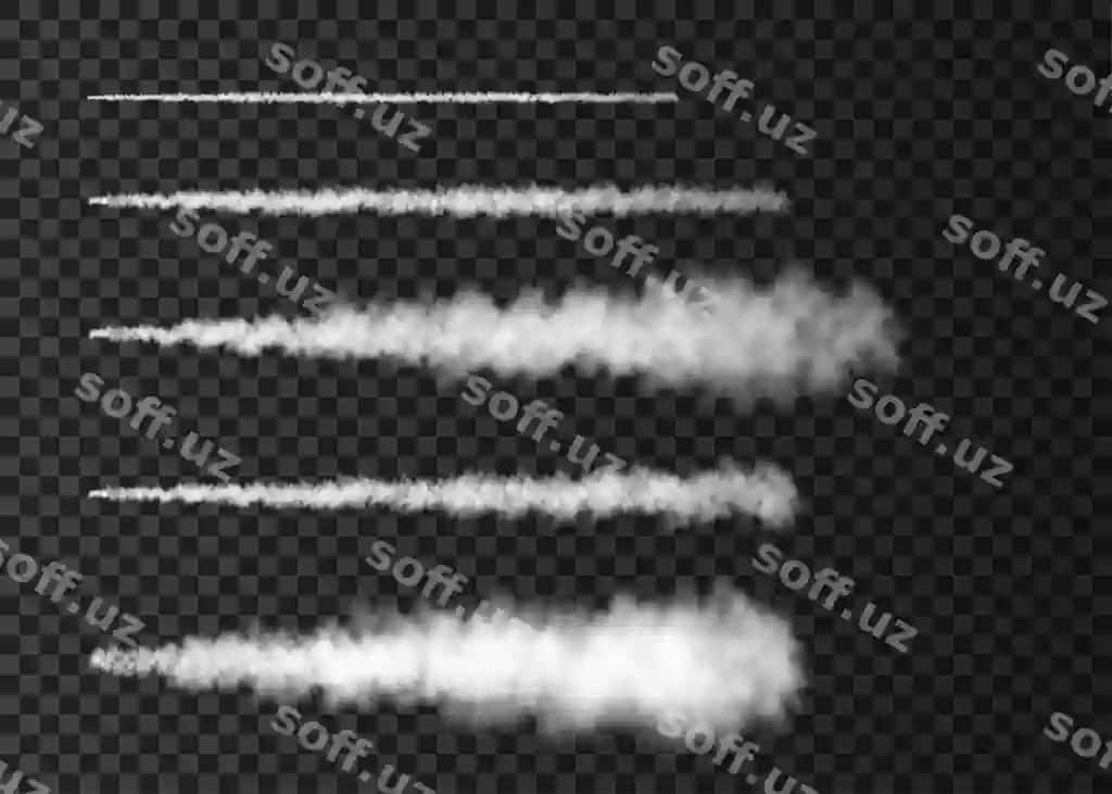 Dym kosmos raketa yoqishdan, tumanchi samolyot izi, ajralgan shaffof | Smoke from space rocket launch foggy plane trail isolated transparent
