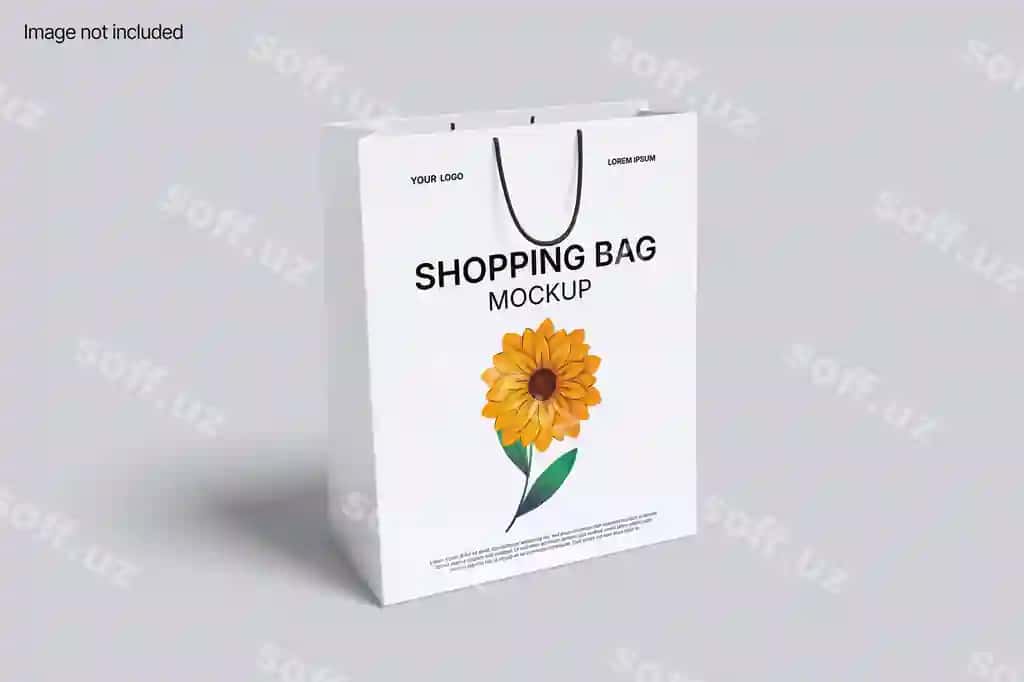 Savdo xaltasi minimalist fonda kulrang maket shabloniga ega | Shopping bag minimalist with grey background color mockup template