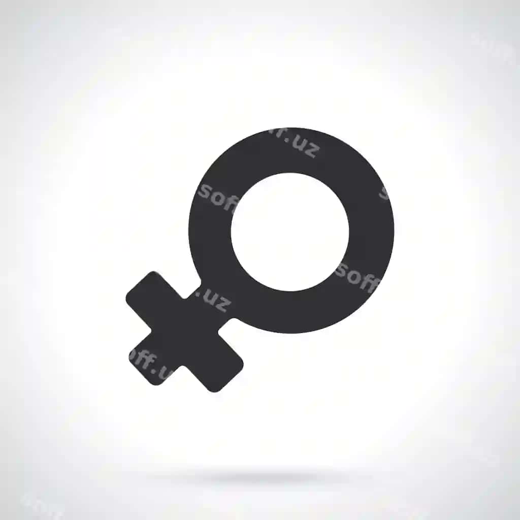 Siluetta ayol Venera belgisi jinsiyat ramzasi vektor illustratsiyasi | Silhouette female venus symbol gender pictogram vector illustration