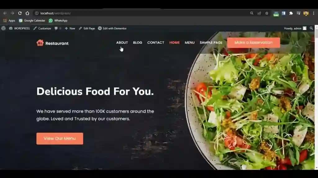 Cafe yoki restoran sayti (Wordpress)