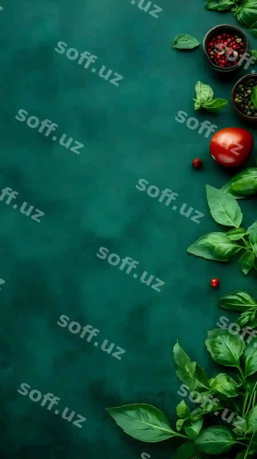 Jonli yashil taom fon rasmi | Vibrant green food background illustration