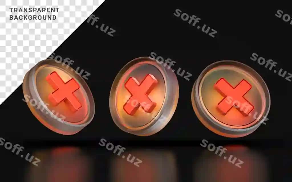 Shisha morfizm xoch belgisi belgisi uch ko'rish burchagi rangli gradient | Glass morphism cross mark icon three view angle colorful gradient