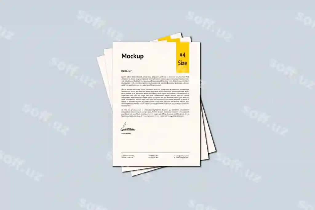 A4 qog'oz mockup dizayn render ajraltirilgan | A4 paper mockup design rendering isolated