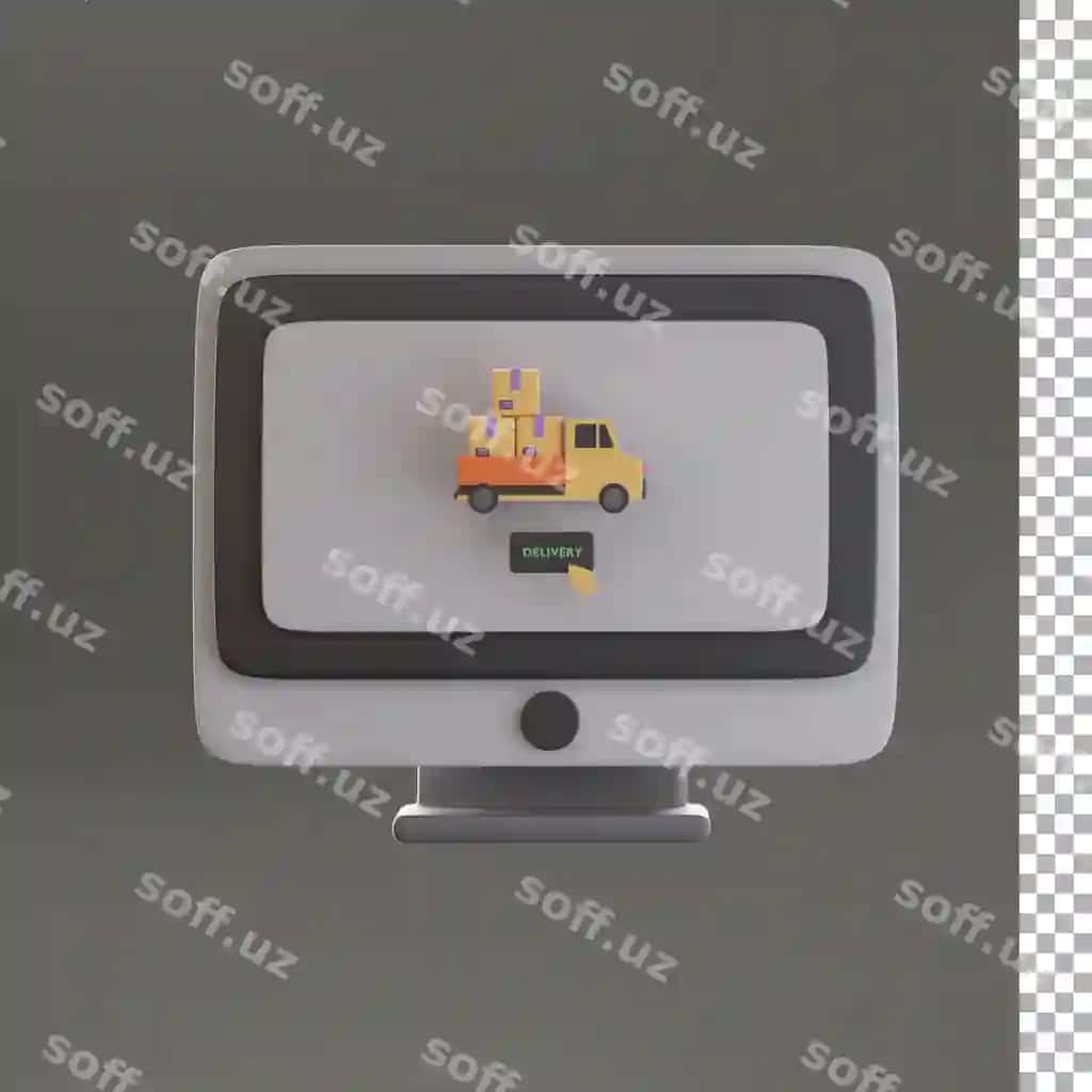 Yetkazib berish qutilari kompyuter 3d illustratsiyasi bilan | Delivery boxes with computer 3d illustration