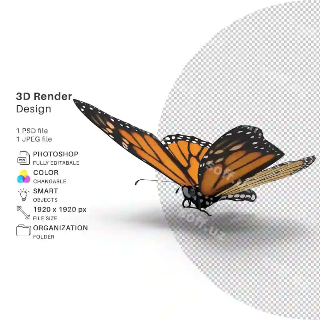 Oltin kapalak 3D modellashtirish psd fayli real kapalak | Gold butterfly 3d modeling psd file realistic butterfly