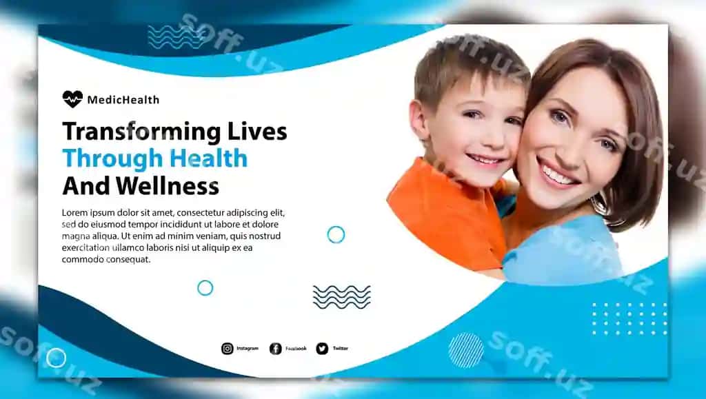 Psd Dunyo Sog'liq Kuni horizontal banner shabloni | Psd world health day horizontal banner template