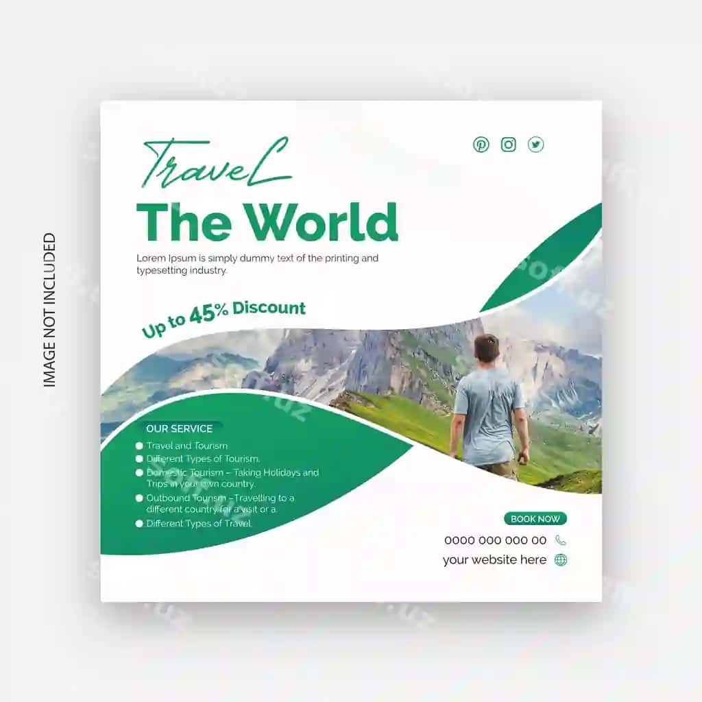 Sayohat agentligi ijtimoiy tarmoqlar uchun banner post shabloni | Travel agency social media banner post template