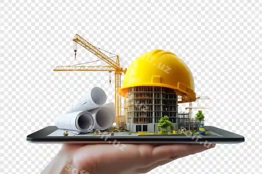 Izolyatsiya qilingan shaffof dubulg'a chizmalari bilan qurilish loyihasi kontseptsiyasi | Construction project concept with helmet blueprints isolated transparent