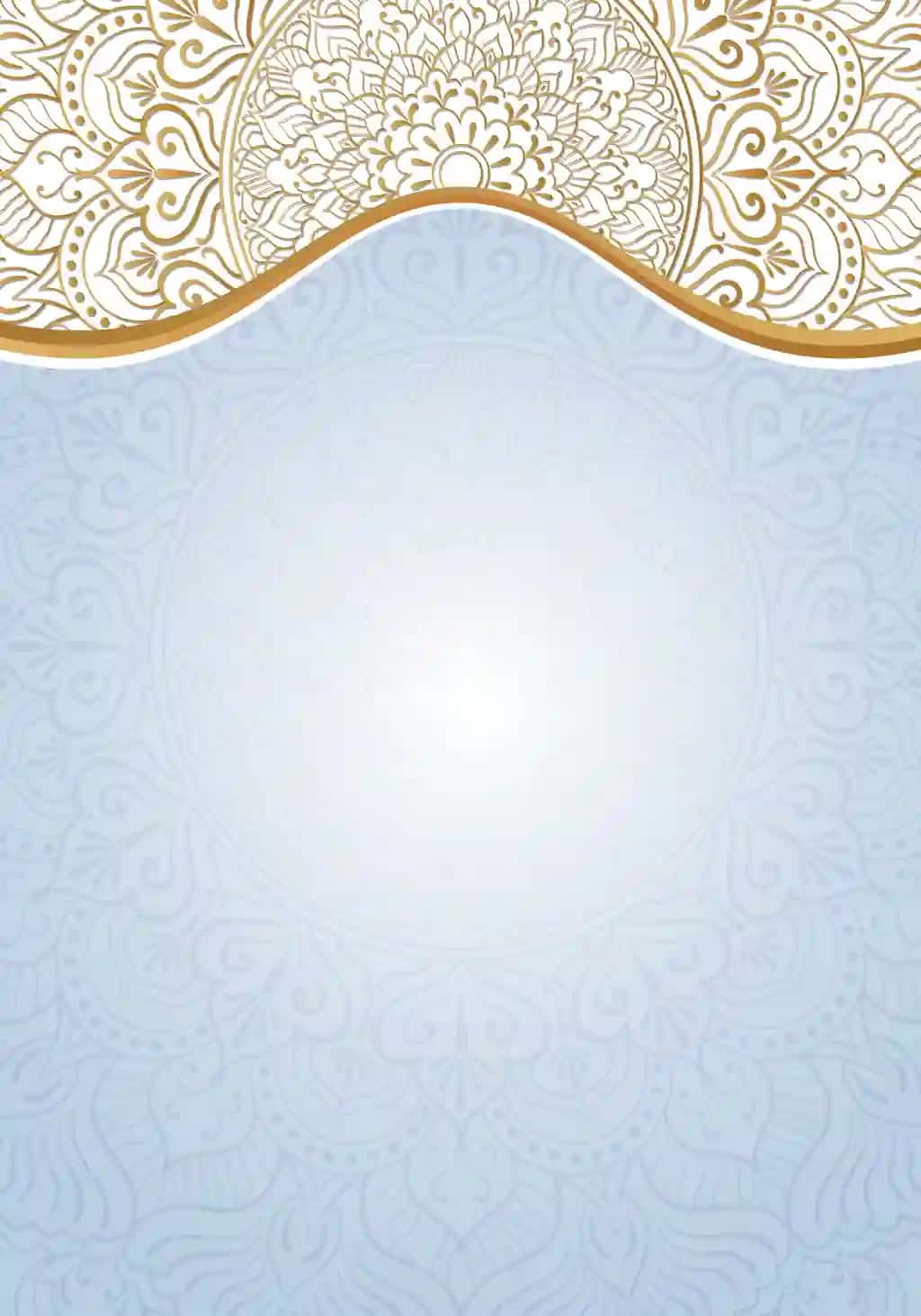 Oltin chegarali islomiy to'y taklifnomasi bilan Mandala fon rasmi | Mandala background with golden border wedding invitation card islamic