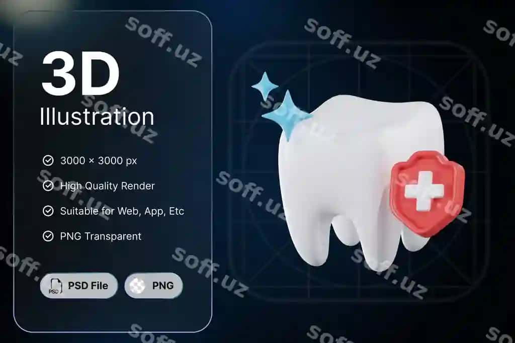 3D render stomatologik salomatlik tibbiy tushunchasi zamonaviy piktogramma rasmlari | 3d render dental health medical concept modern icon illustrations
