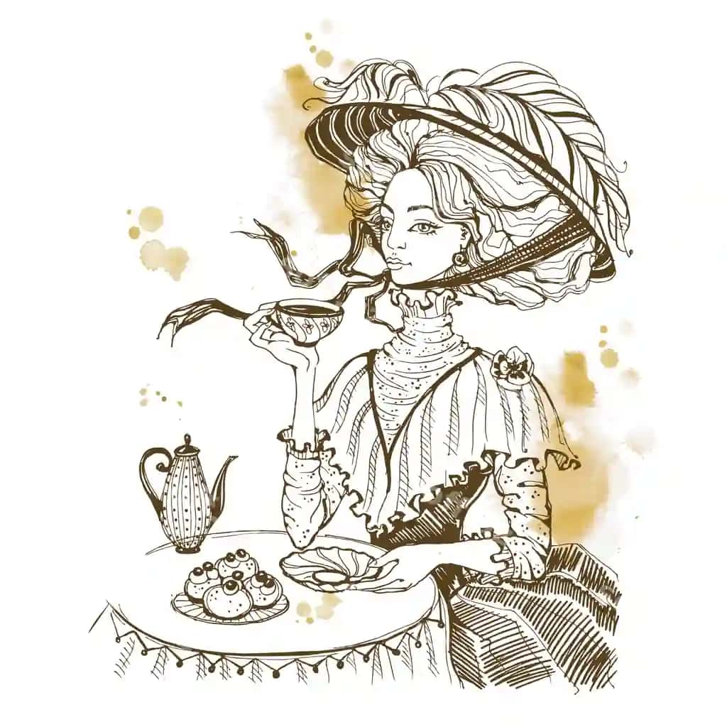 Go'zal qadimiy xotira choy doyi qiz shapka choy ichyot | Beautiful vintage lady tea party girl hat drinking tea