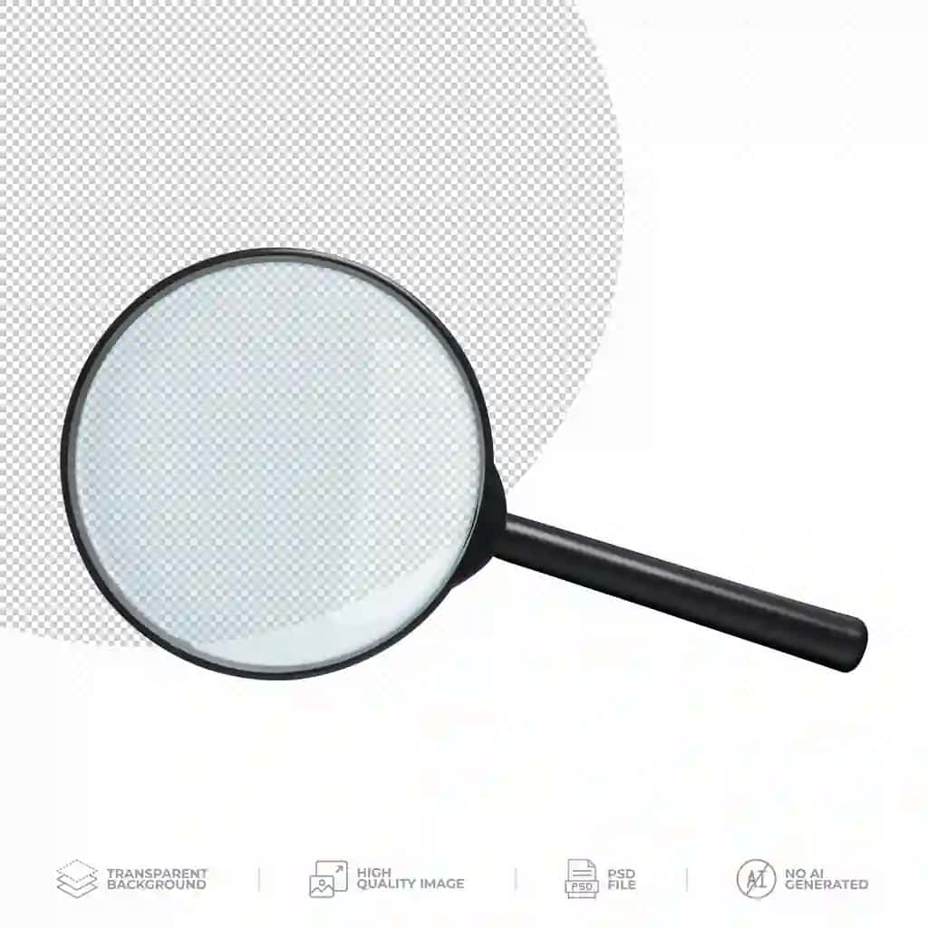 Kattalashtiruvchi oyna shaffof fon psd | Magnifying glass transparent background psd