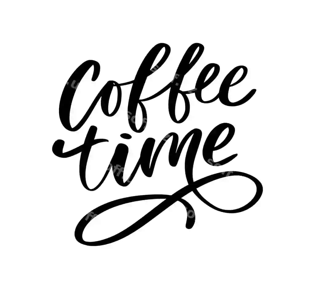 Qahvo vaqt kartasi qo'l bilan chizilgan musbat iqtibos zamonaviy pinsa xattotlik | Coffee time card hand drawn positive quote modern brush calligraphy