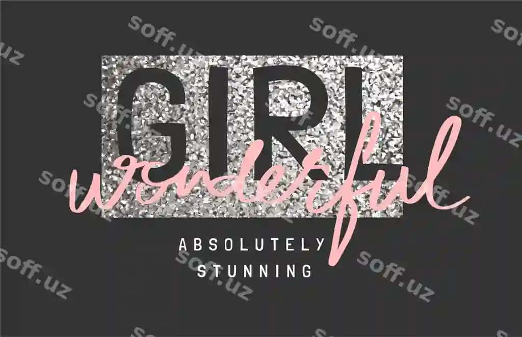 Qiz ajoyib slovan kumush parlavoq | Girl wonderful slogan silver glitter