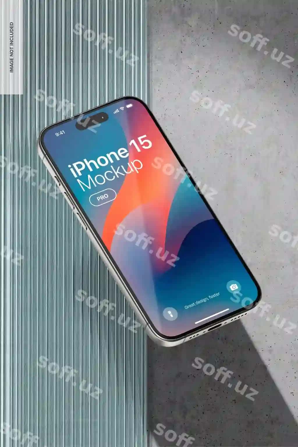 Iphone 15 pro suzuvchi akril fon maketi | Iphone 15 pro with acrylic backdrop mockup floating
