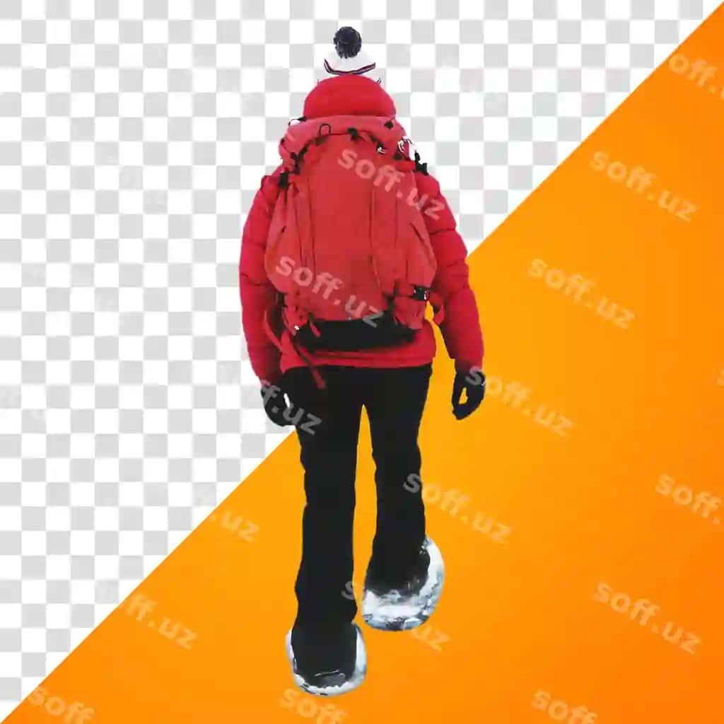 Png ayol qishki trekking izolyatsiyalangan kollaj elementi shaffof fon | Png woman winter trekking isolated collage element transparent background