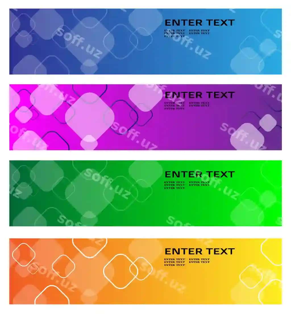 Rangli gradient mavhum banner shablonlari bir-biriga o'xshash kvadratchalar bilan | Colorful gradient abstract banner templates with overlapping squares