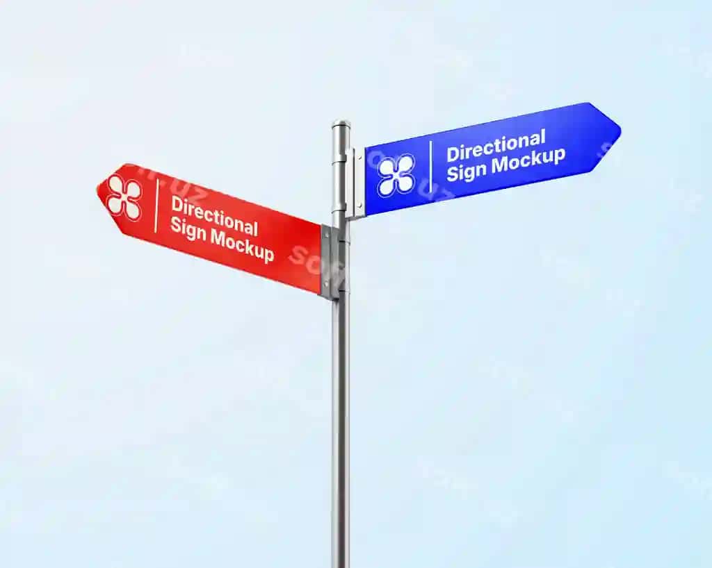 Yo'nalish belgisi maket ustuni | Directional sign mockup pole
