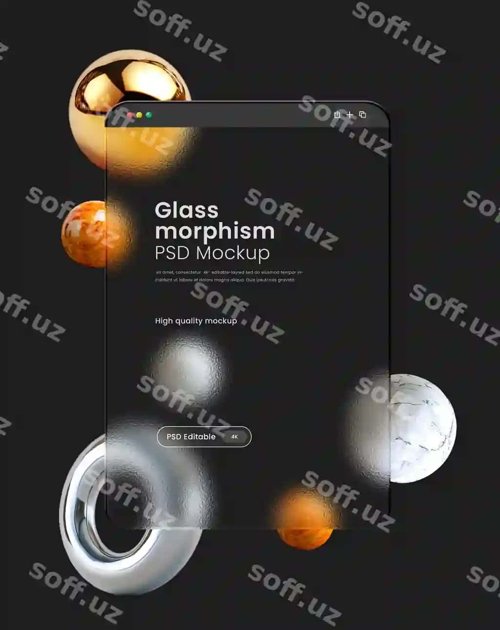 Veb ilova 3D interfeys shisha morizm taqdimot mockup | Web app 3d interface glass morphism presentation mockup