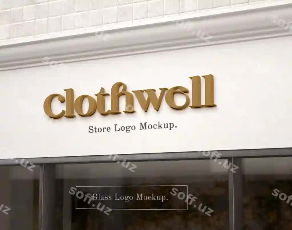 Do'kon kirish logotipi mockup | Store entrance logo mockup