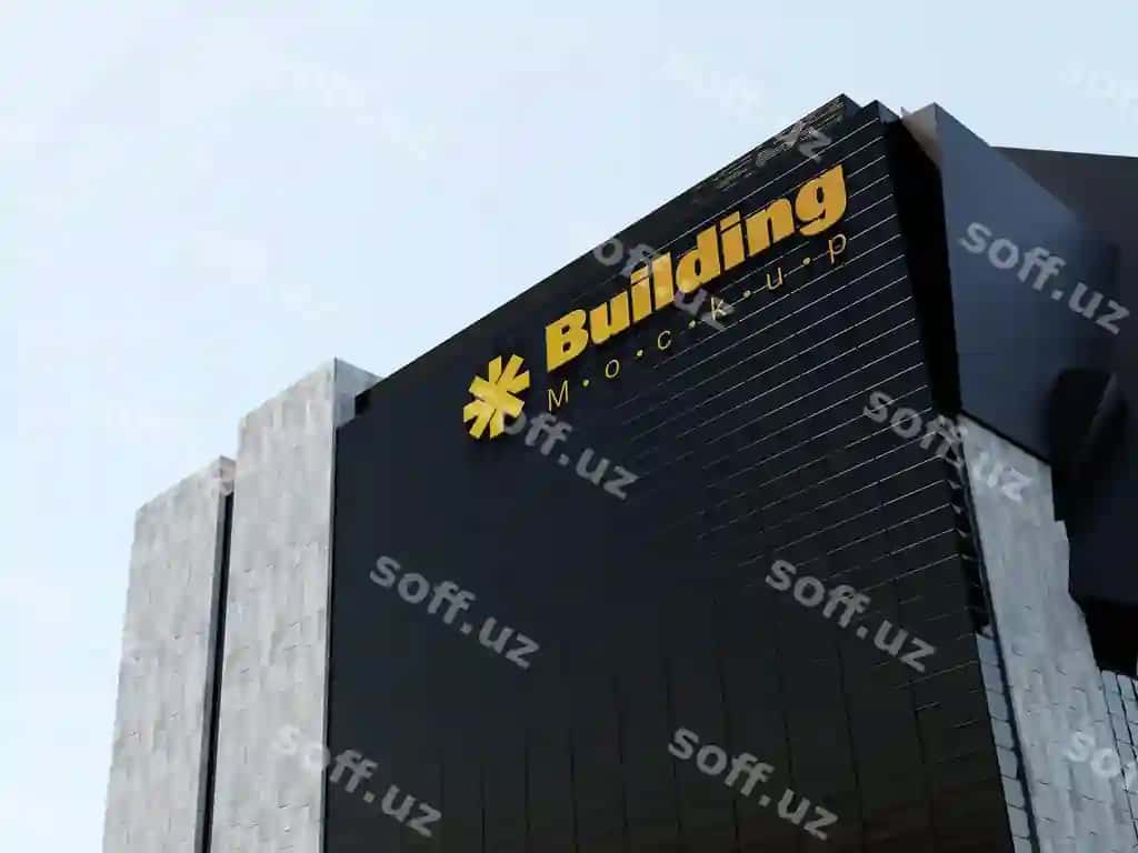 Ofis binosi mockup shabloni aniq osmon bilan | Office building mockup template with clear sky
