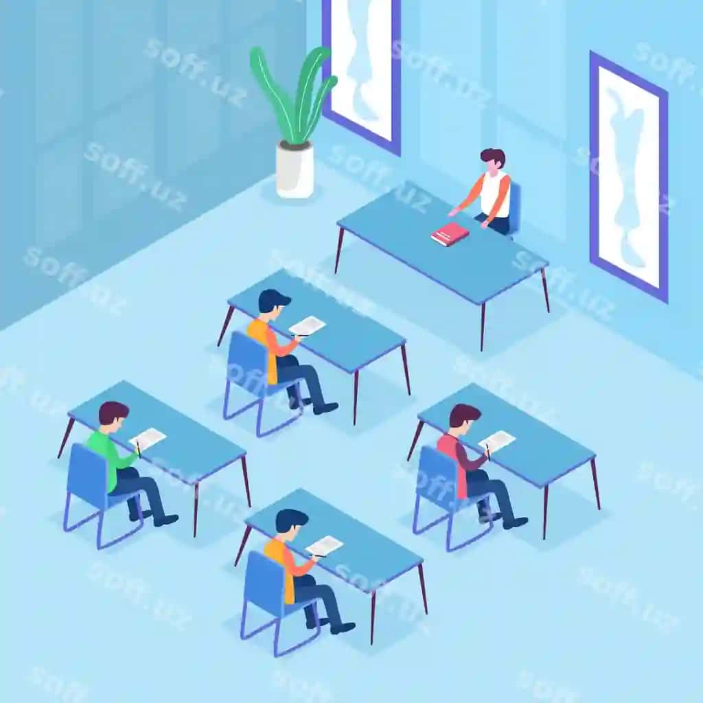 Imtihon sinf xonasida talabalar ularning stollari yonida test yozish. | Exam classroom students their desks writing test
