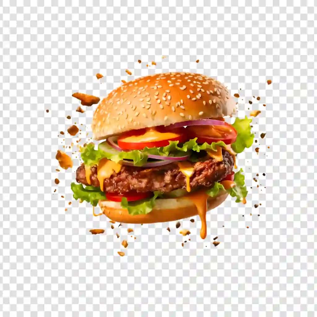 Mol go'shti pishloqli, pomidor sousli yangi va mazali uchuvchi burger | Fresh delicious flying burger with beef cheese tomato sauce lettuce