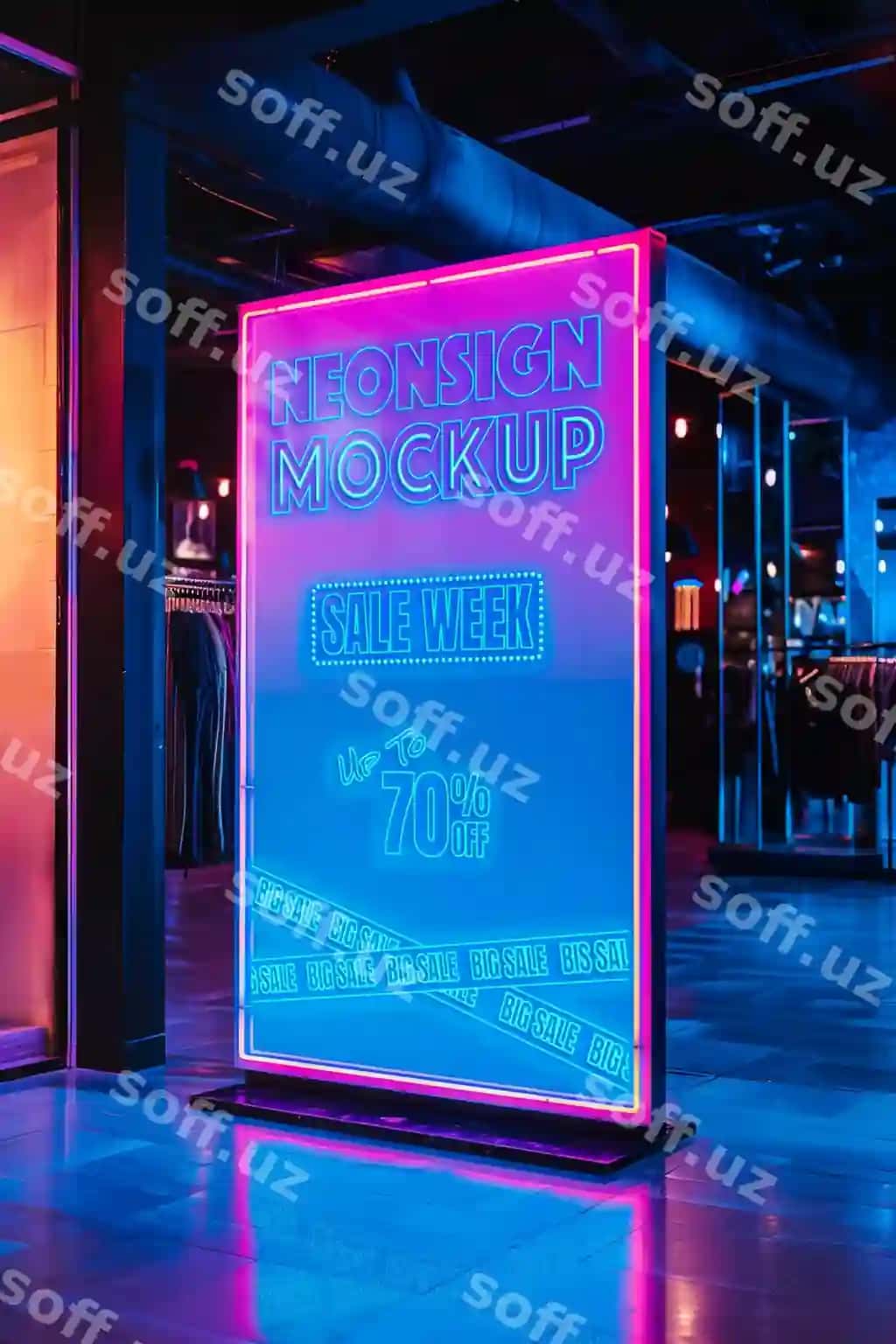 Neon do'kon ichki namuna | Neon store interior mockup