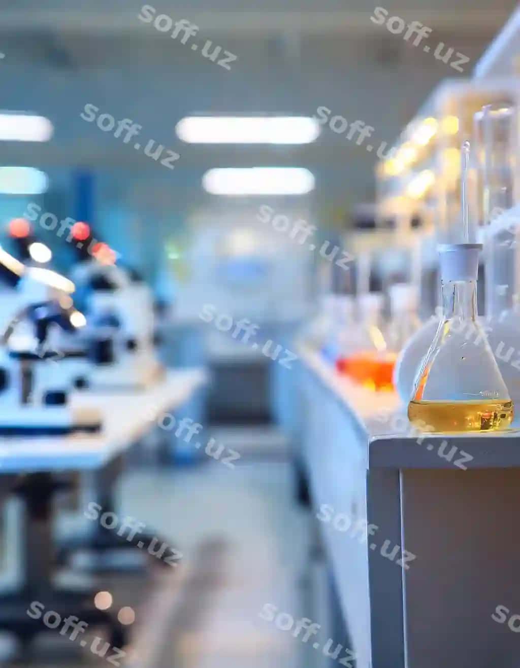Bulanmagan orqa fonli ilmiy tadqiqot laboratoriyasi | Blurred background scientific research laboratory