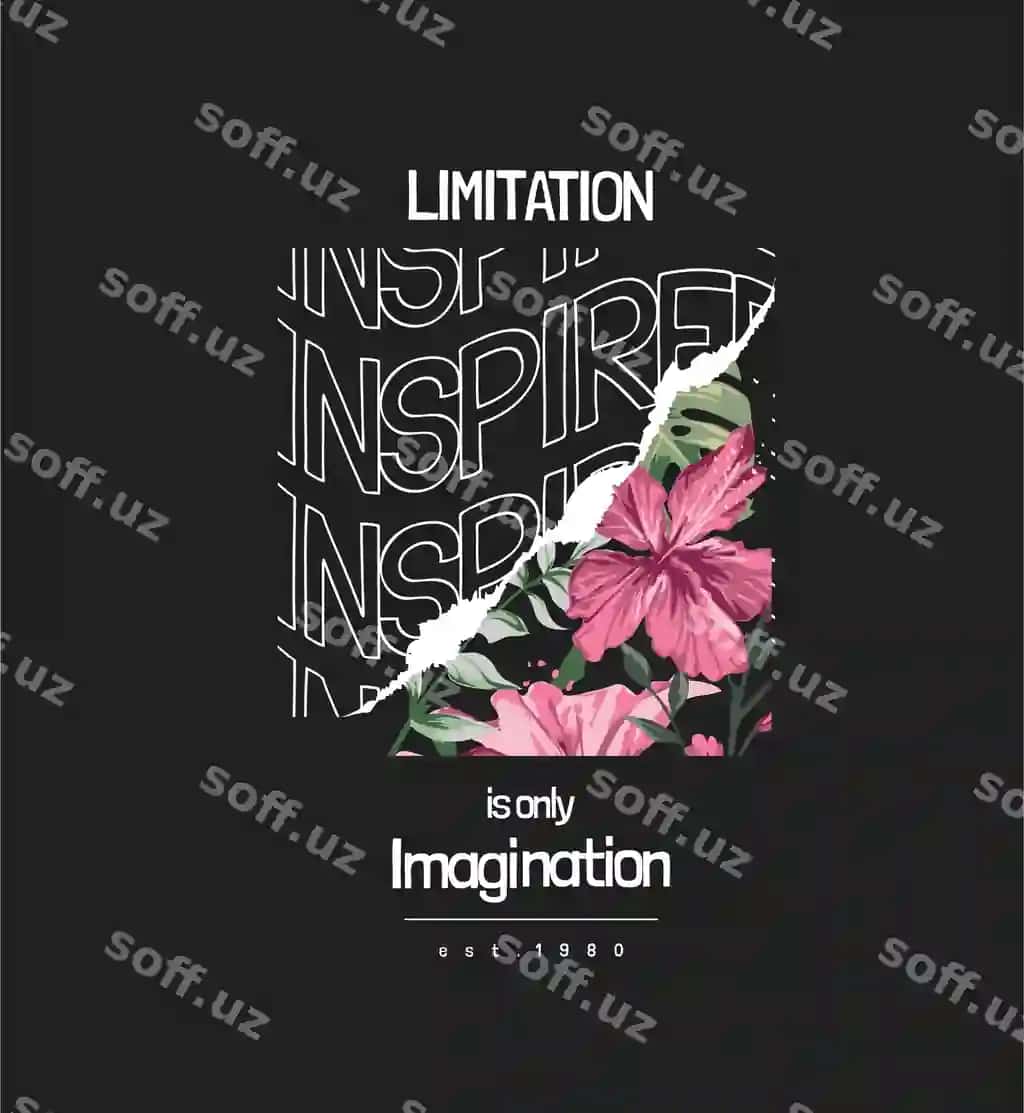 Cheklov ilhomlangan slogan hibiskus gul orqa fonda illustratsiyasi | Limitation inspired slogan hibiscus flower background illustration