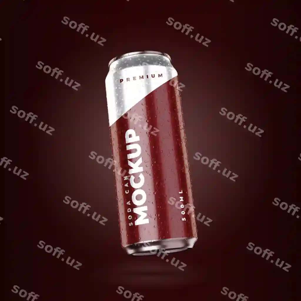 Haqiqiy gazli ichimlik cansiz mockup | Realistic soda can mockup