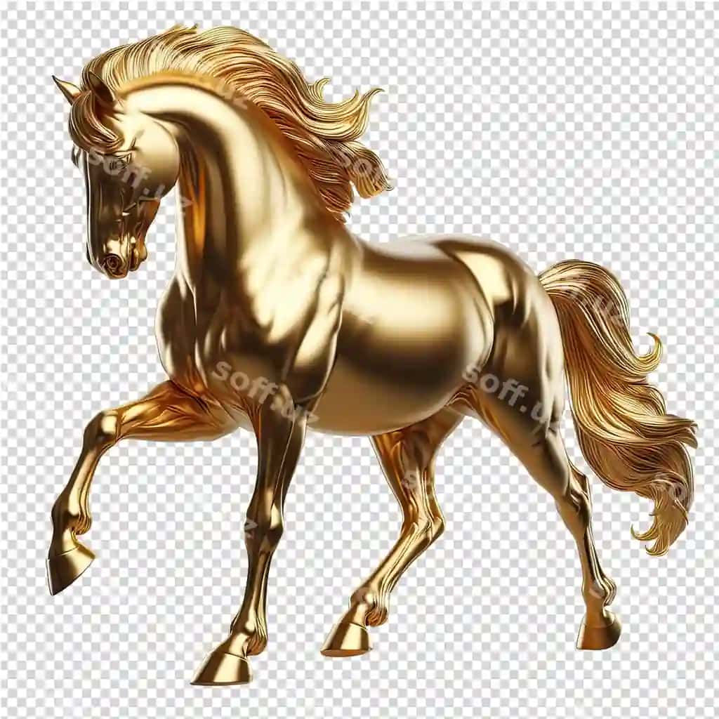 Oltin at oltin soch-dum bilan | Gold horse with gold mane tail 2