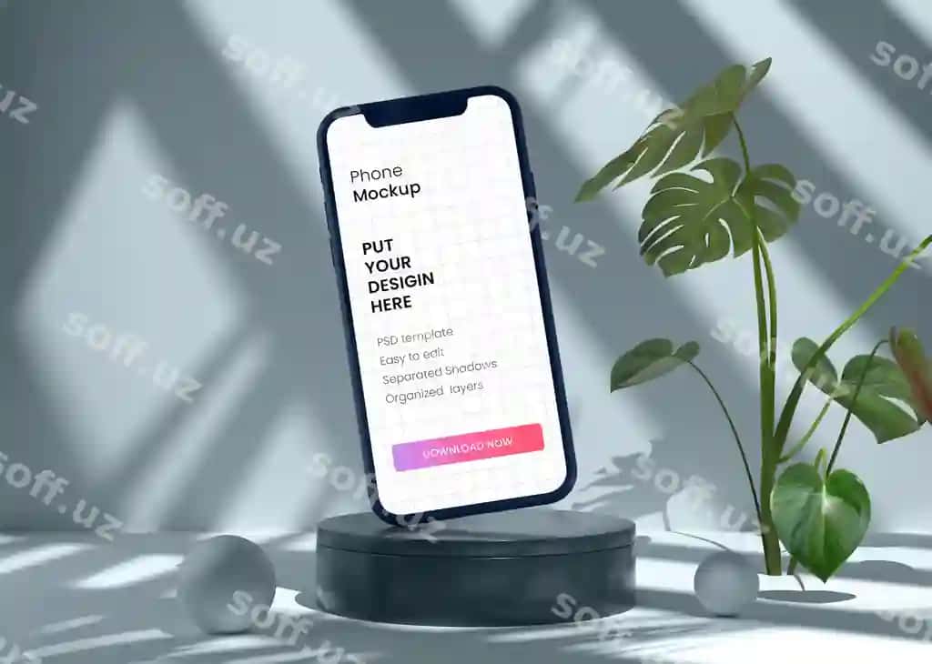 Smartfon namunasi podium bilan | Smartphone mockup with podium