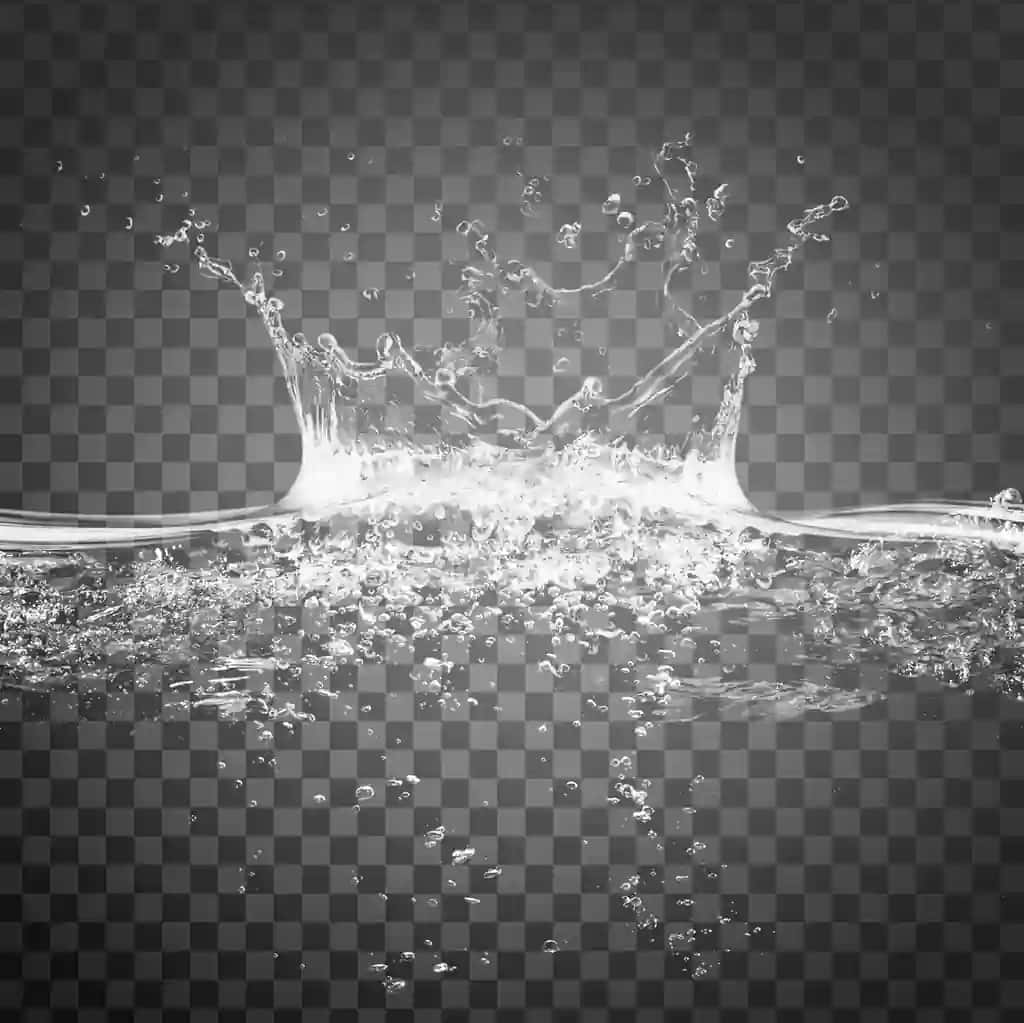 Shaffof fonda to'lqinli suv chayqalishi | Water splash with ripples isolated transparent background