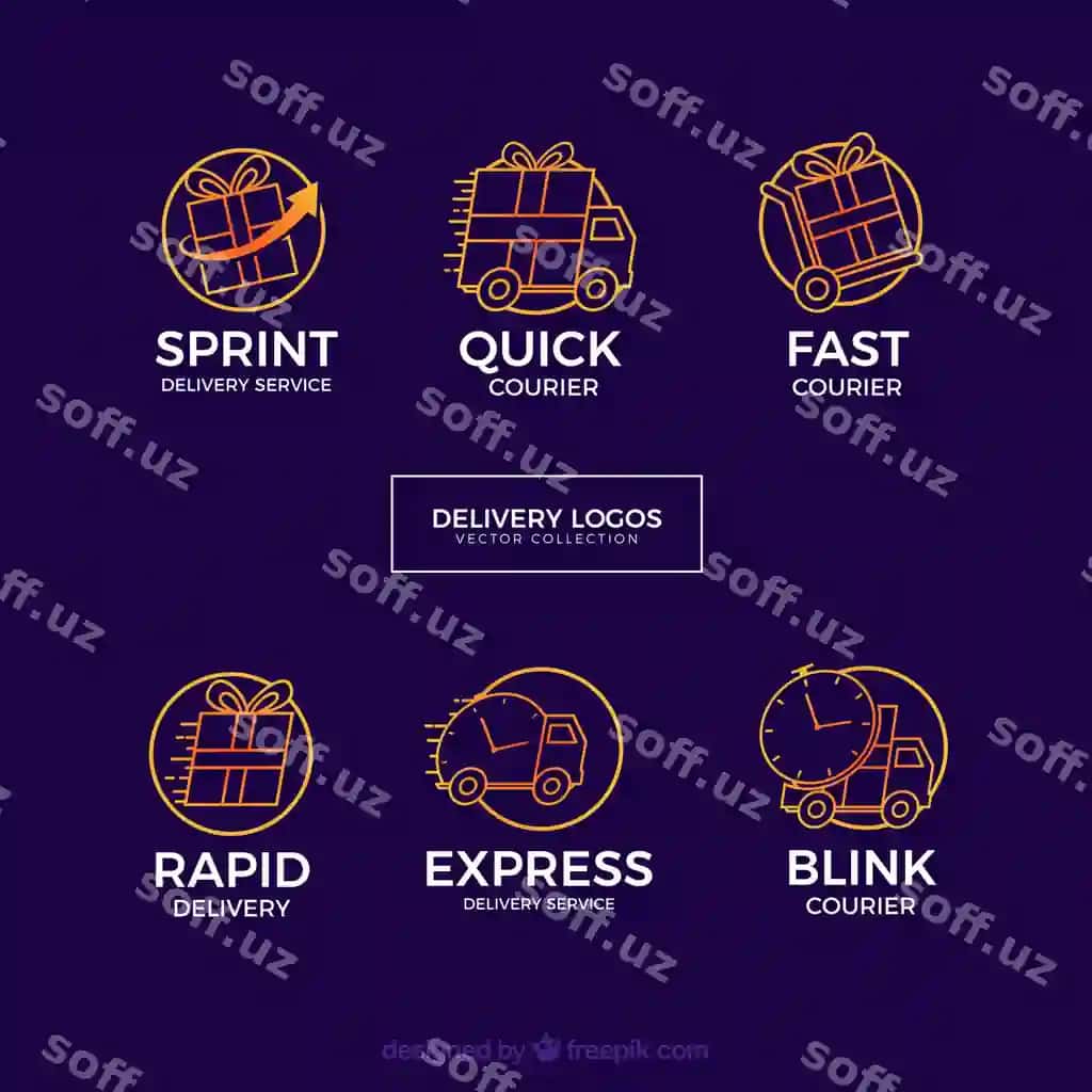 Ijodiy yetkazish logotip shablon to'plami | Creative delivery logo template set