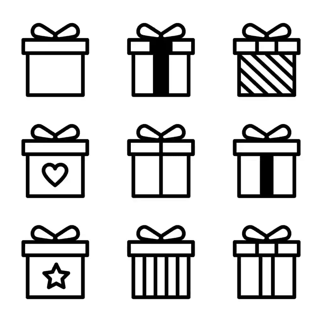 Sovg'a qutisi belgisi to'plami sovg'a qutisi belgilari chiziq uslubidagi vektor tasviri | Gift box icon set gift box signs line style vector illustration