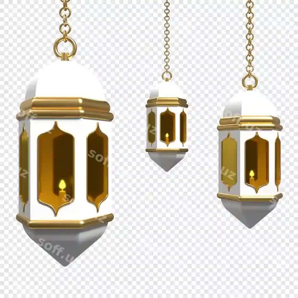 Oltinfon arab lampasi 3D fener bezatishi Ramazon Kareem | Golden lantern arabic lamp 3d lantern decoration ramadan kareem