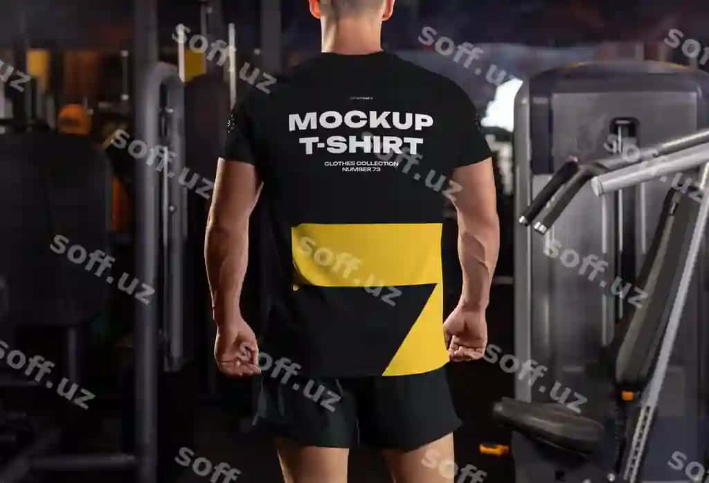 Mockup erkak futbolka bodybuilder jim | Mockups men039s tshirt bodybuilder gym