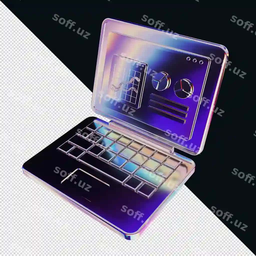 3d hrom effekti noutbuk kompyutiri | 3d chrome effect laptop computer
