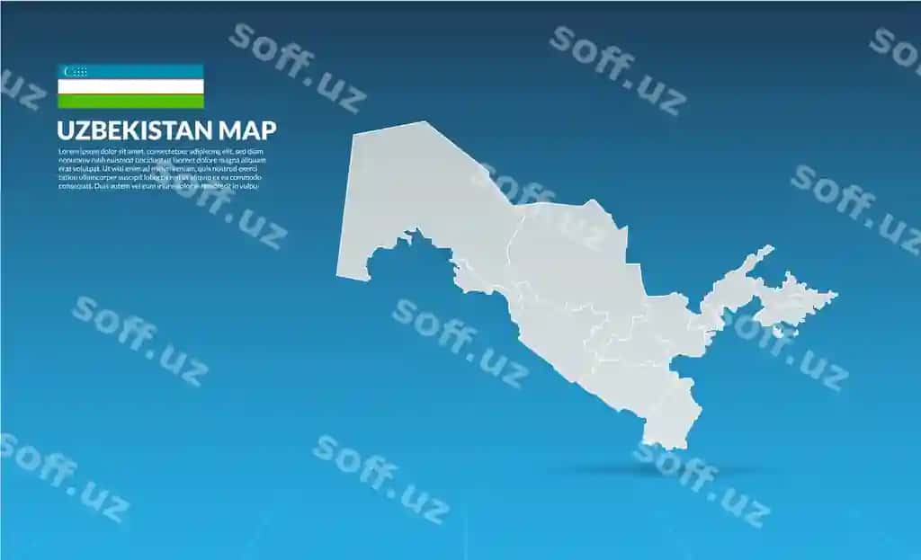 Oʻzbekiston davlat xaritasi koʻk fon | State map uzbekistan blue background